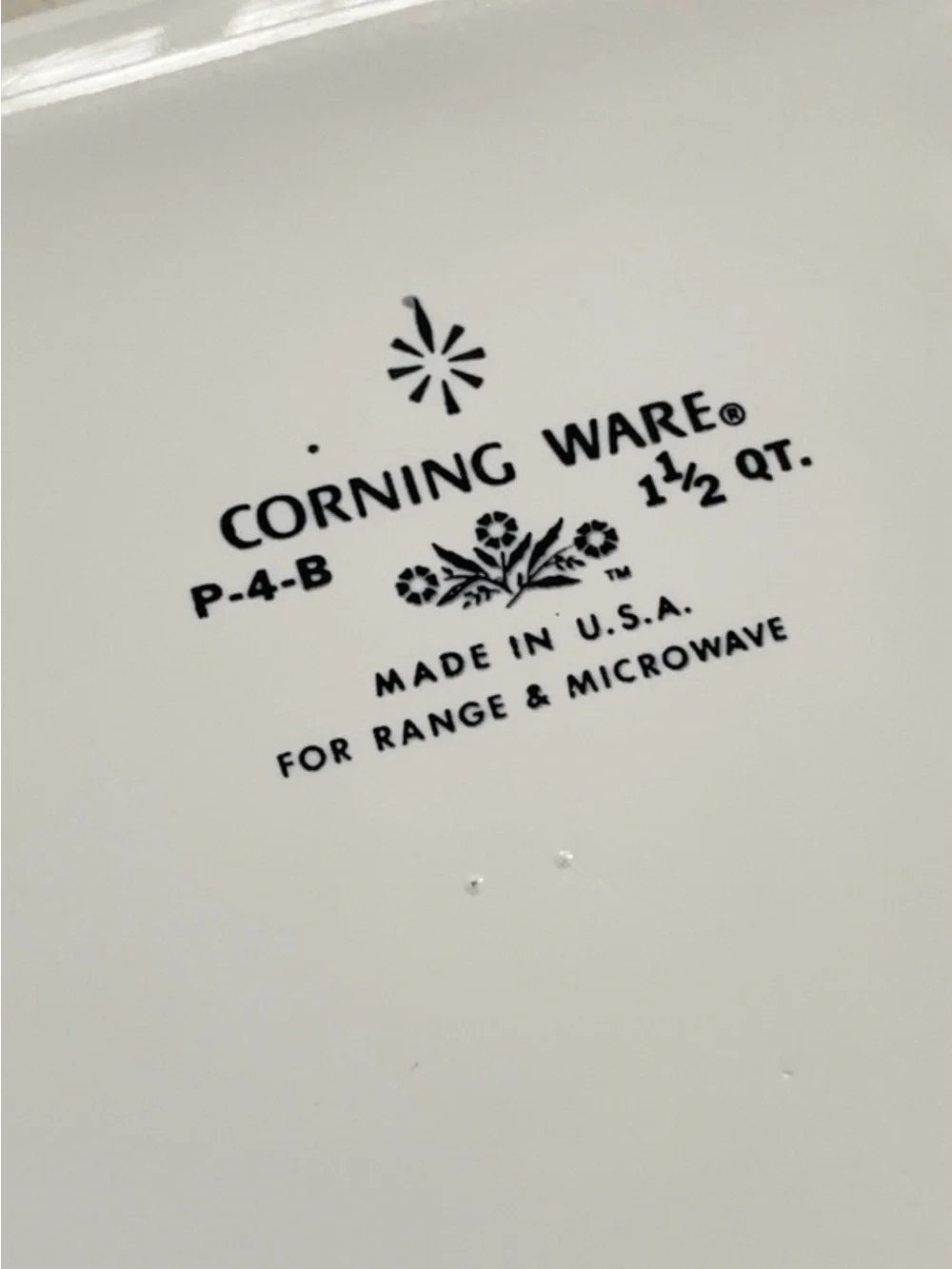 CorningWare Blue Cornflower P-4-B 1.5 Qt Casserole Dish No Lid USA